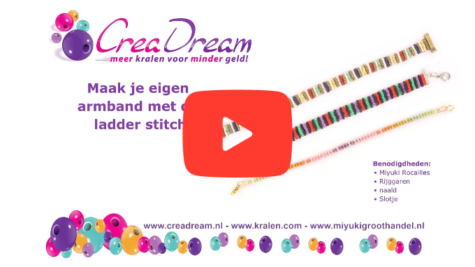 Ladder stitch met 11/0 en 15/0 rocailles