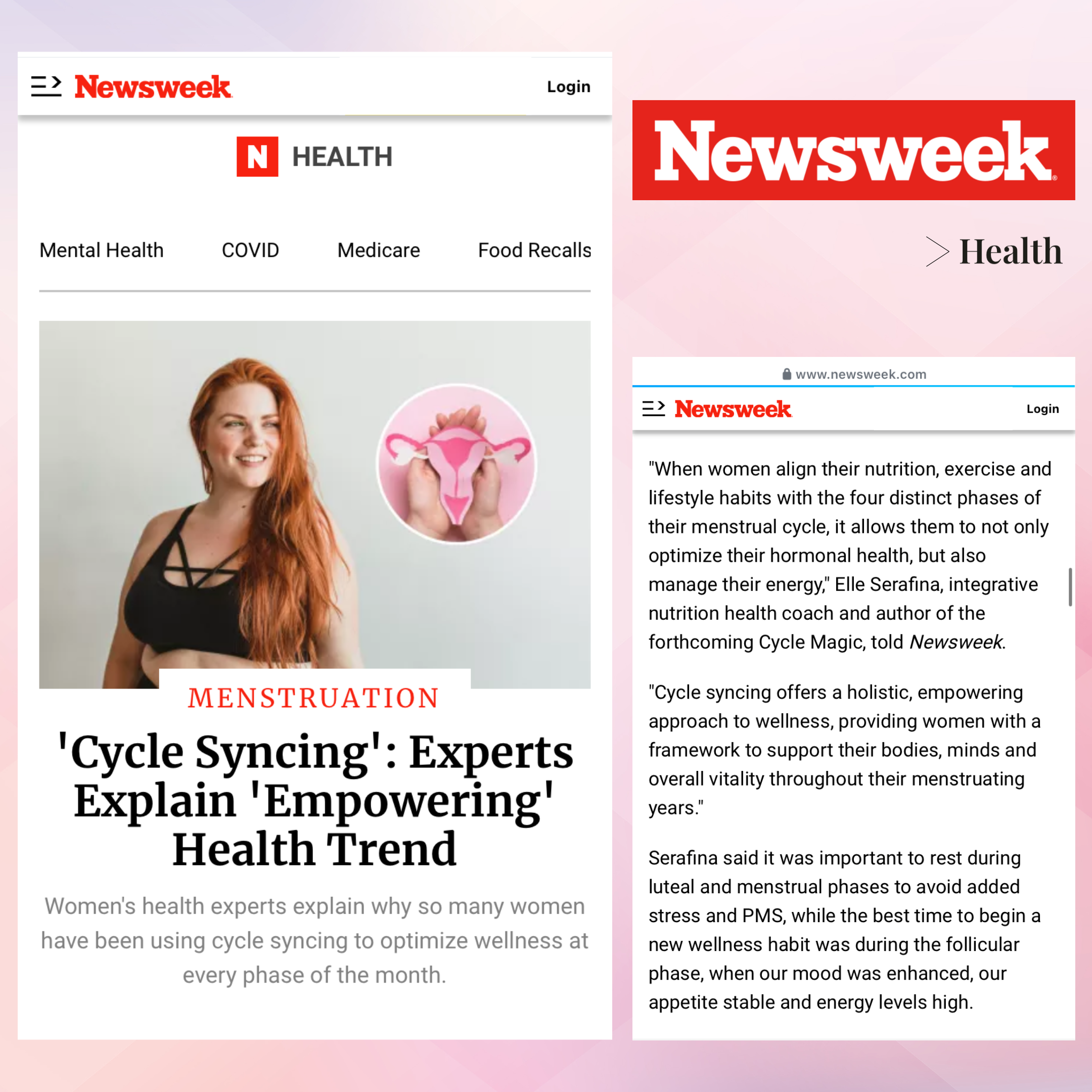 Newsweek article quoting Elle Serafina on hormone cycle syncing