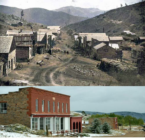 Nevadaville, Colorado in 1860 and 2009. 