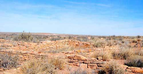 Ruins of the Puerco Pueblo at the Petrified Forest National Park along Route 66 in Arizona. Photo by Kathy Weiser-Alexander.