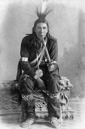 Tall Chief, also known as Louis Angel, was the last of the hereditary Quapaw chiefs. Photo 1892.