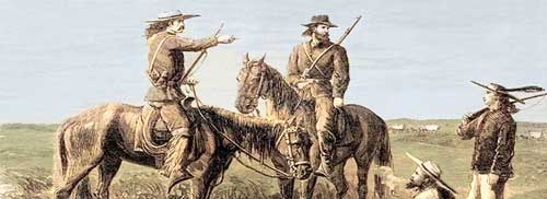 Custer’s Scouts – Sketched by Theodore R. Davis, original in Harper’s Weekly Magazine, June 1867.