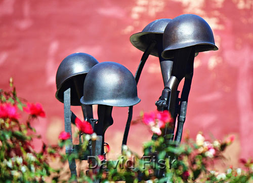 This memorial in Guthrie, Oklahoma remembers veterans of several wars where Americans have fought and died. Photo by David Fisk.