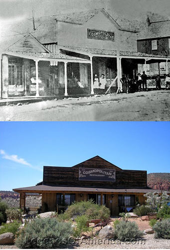 The Cosmopolitan Restaurant appears to have been rebuilt to appear as it did more than a century ago. Photo by Kathy Weiser-Alexander, 2008.
