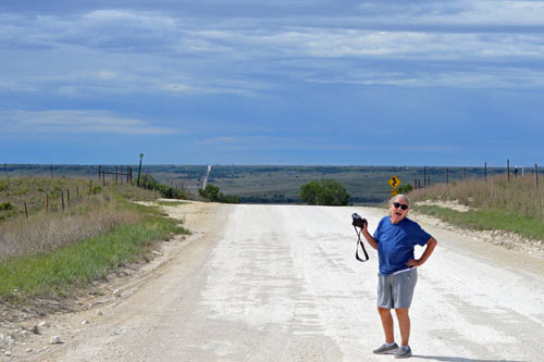 Dave: Hope I don't have to drag the trailer down more dirt roads today.  Kathy: (after 18 miles of nothing but Kansas dirt)