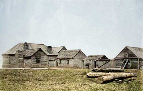 Officers' house at the Hudson Bay Company's Fort Colville, Washington, 1860. Touch of color by LOA.