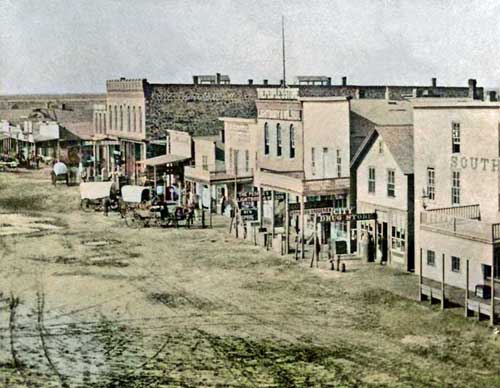 Great Bend, Kansas, in the 1870s. Touch of color by LOA