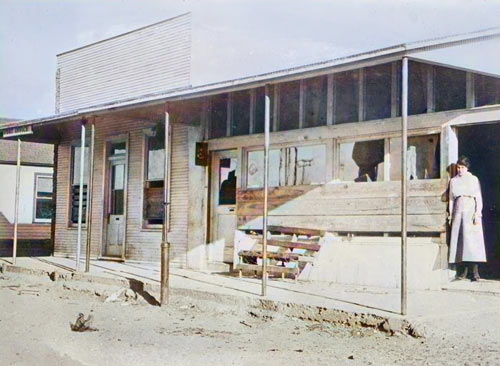Columbus, New Mexico Post Office, by Bain News Service, 1916. (colorized)
