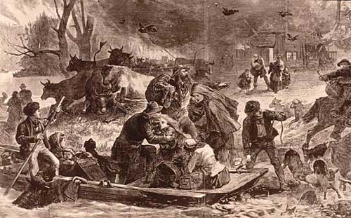 The Peshtigo Fire, illustration in Harper’s Weekly, November 1871.