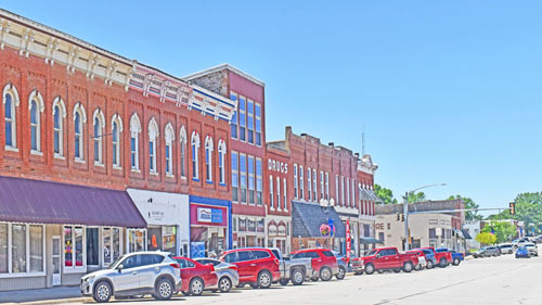 Main Street Buildings in Burlington, Kansas.