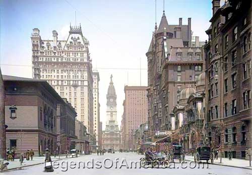 Broad Street in Philadelphia, Pennsylvania. Photo by Detroit Publishing, about 1900.