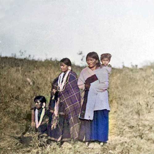 Winnebago Women about 1870. Touch of color by LOA.