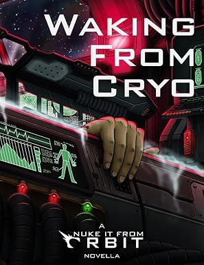 Cover art of Waking from Cryo, featuring a hand gripping the edge of a cryogenic unit.