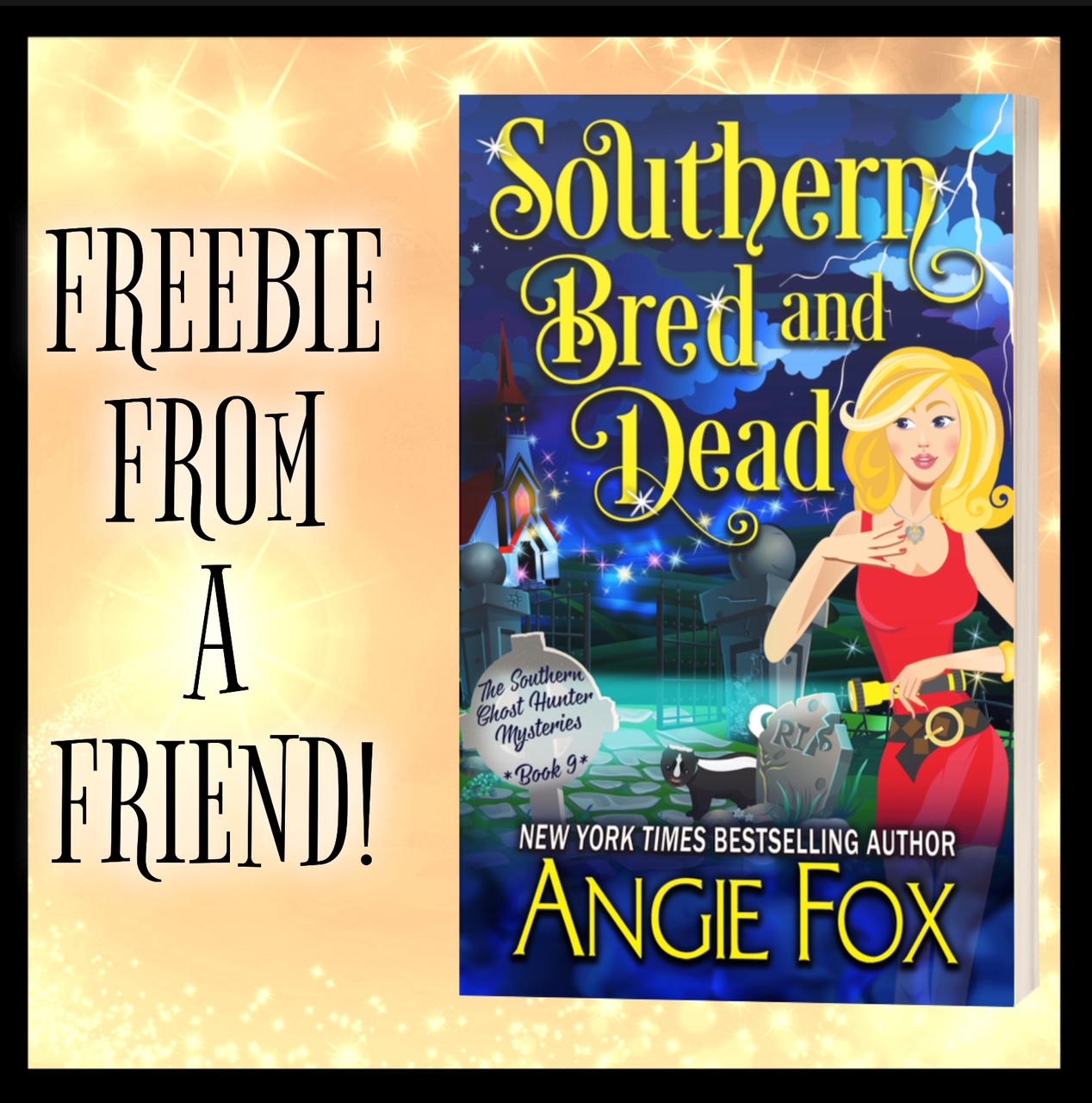 Cover art for Southern Bred and Dead by Angie Fox. Features a sort of sideshow mystic holding a crystal ball.