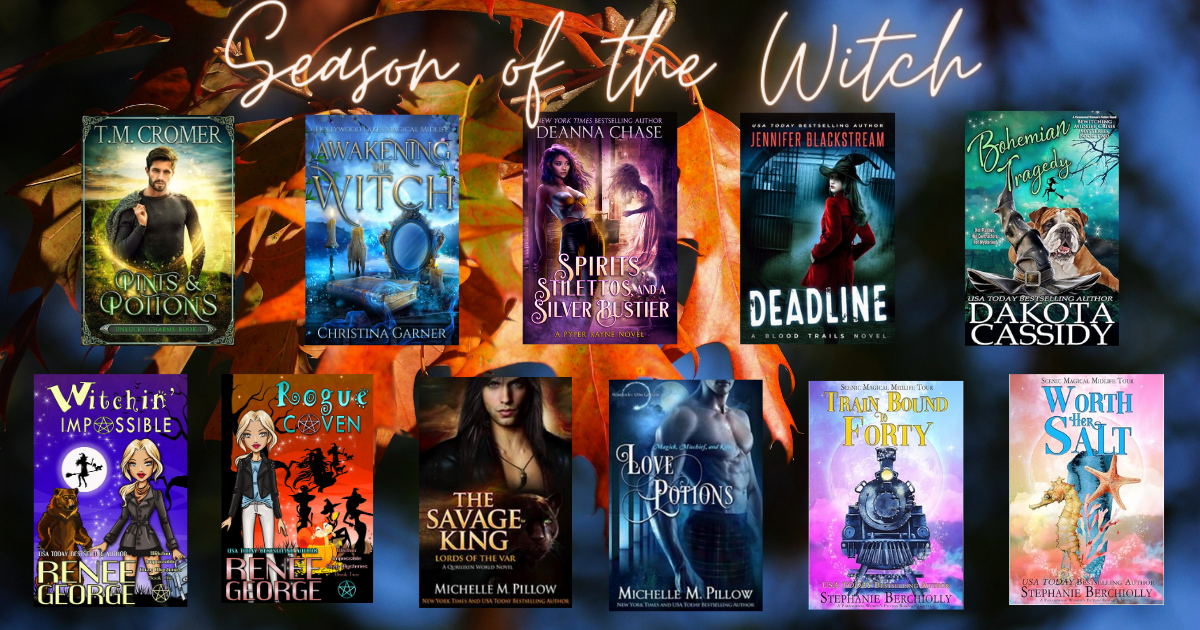 A graphic featuring cover art for the books participating in the Season of the Witch sale.