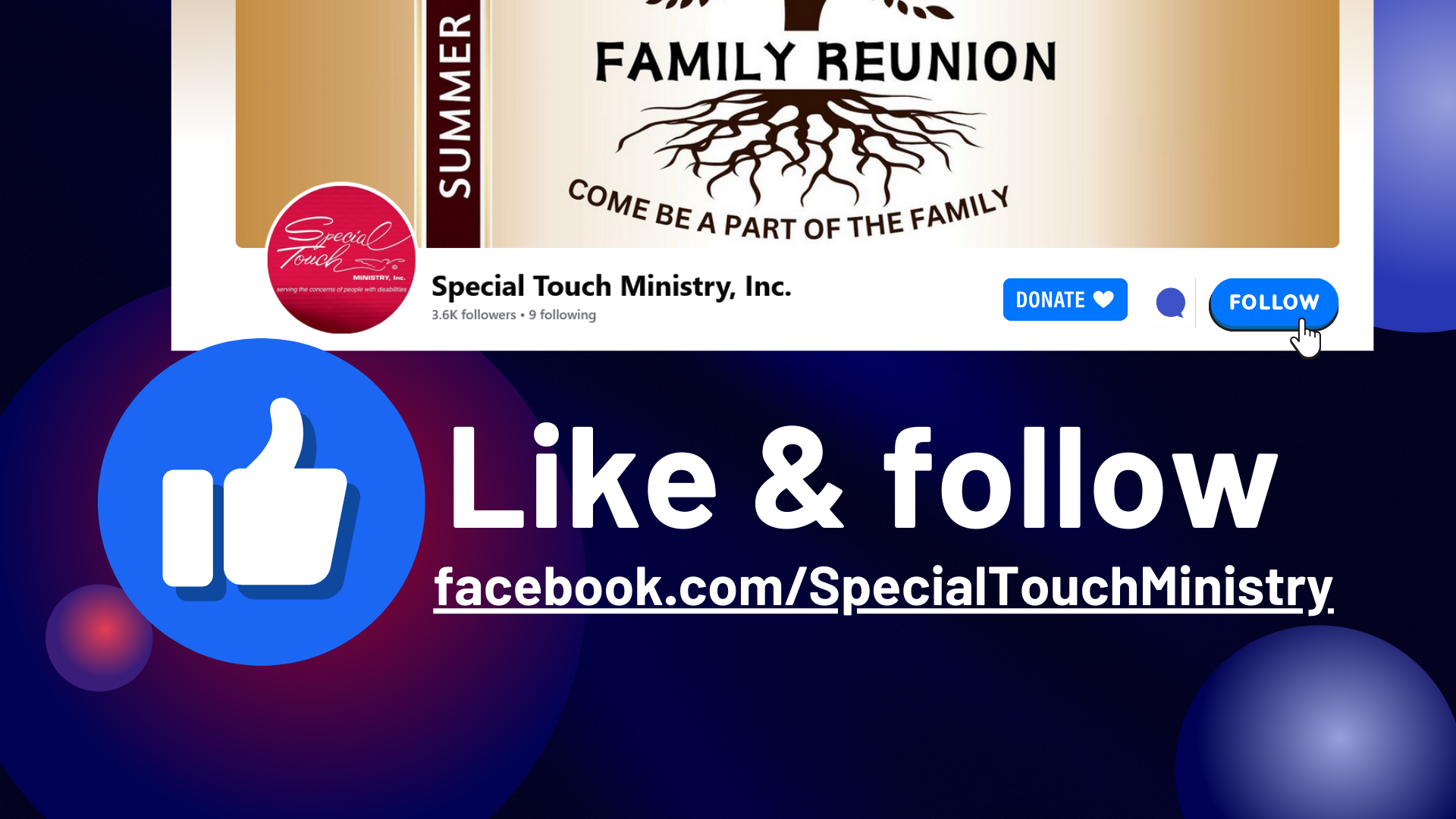 Like and follow www.facebook.com/SpecialTouchMinistry