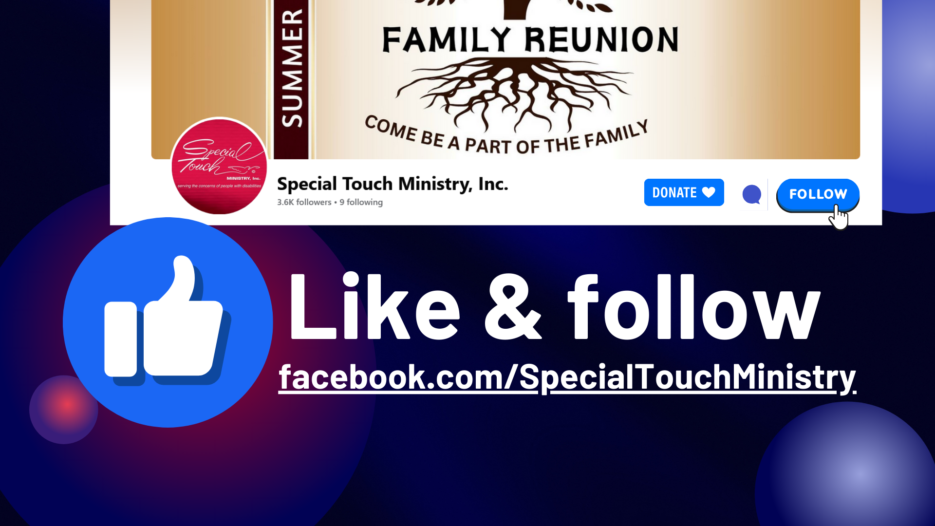 Like & Follow at facebook.com/specialtouchministry