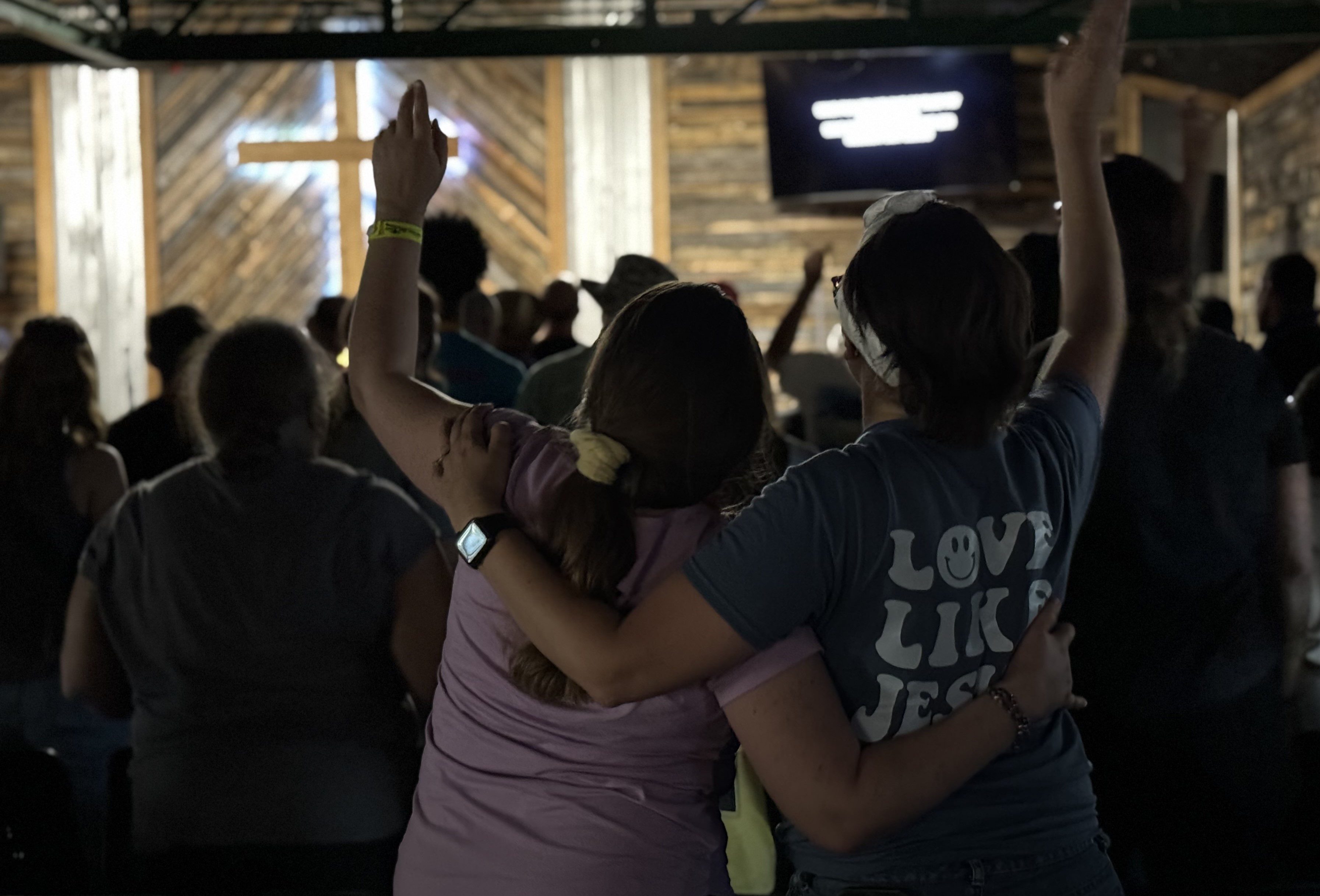 People worshiping together in a church service