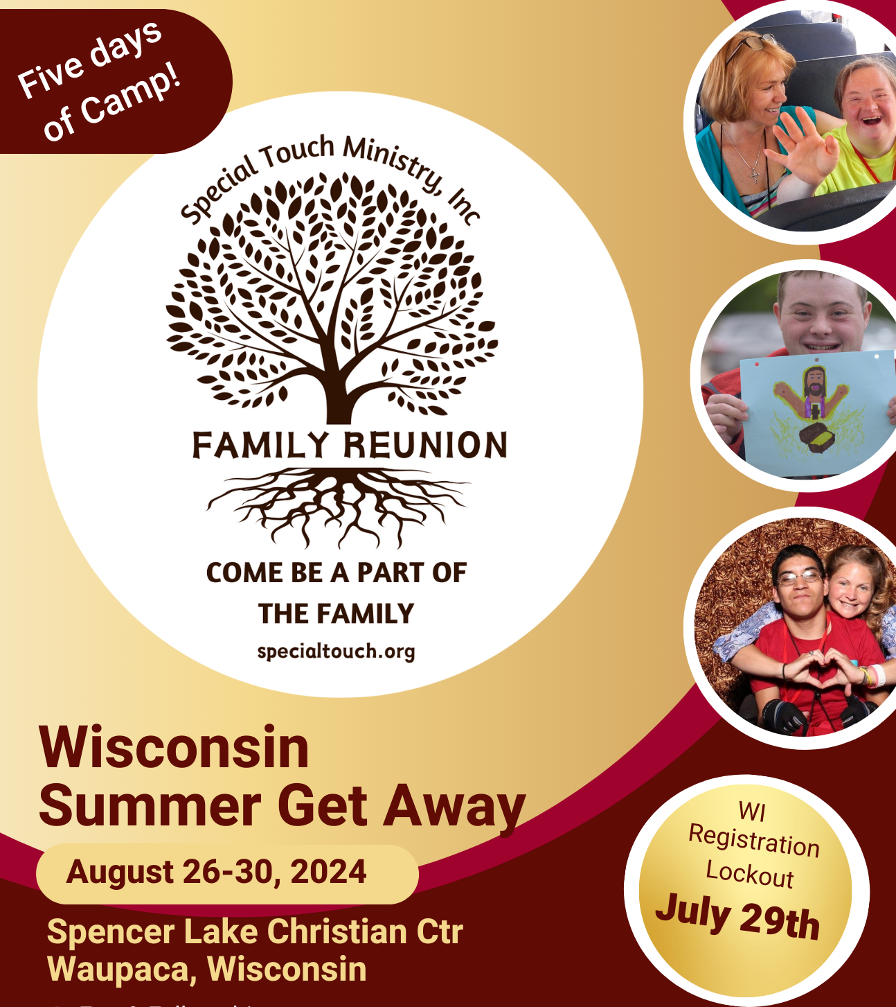 Wisconsin Summer Get Away August 26-30 Spencer Lake Christian Center