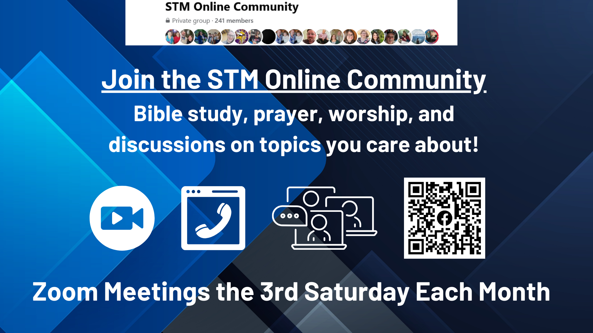 Join the STM Online Community! Zoom meetings the 3rd saturday of each month