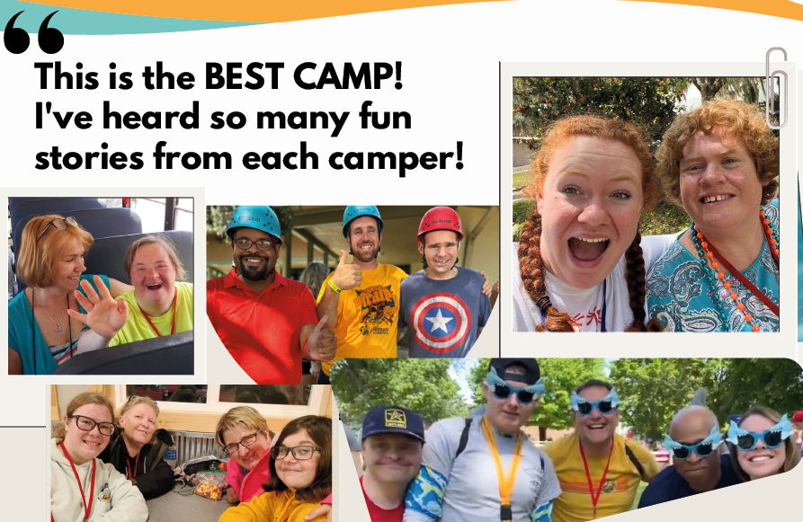 Images of a bunch of different people having fun with quote This is the Best Camp! I've heard so many fun stories from each camper!