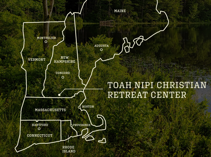 Map showing where Toah Nipi Retreat Center is in New Hampshire