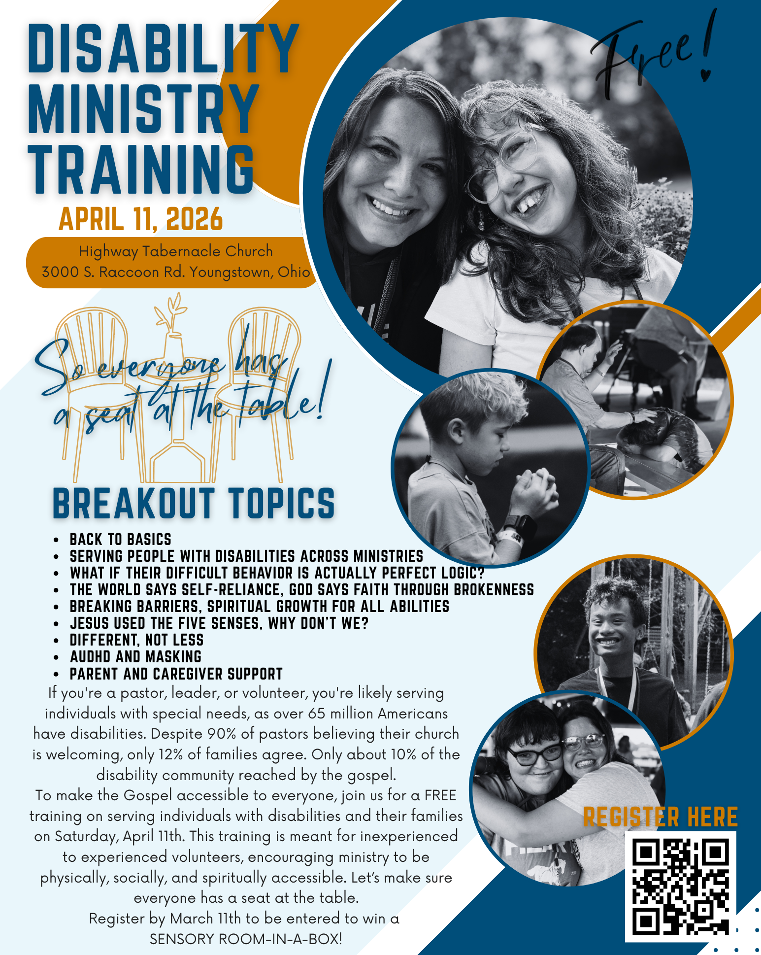 Disability Ministry Training April 11 Detailed information flyer click registration link for more.