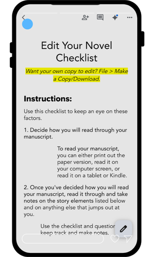Coming soon! The Edit Your Novel checklist! Sign up now.