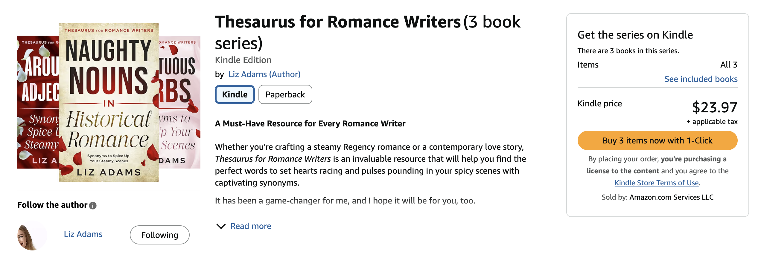 Thesaurus for Romance Writers (3 book series)