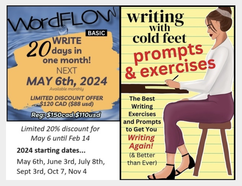Word Prompts for you and WordFLOW course to inspire! Download your copy of Writing with Cold Feet - Prompts / WordFLOW course