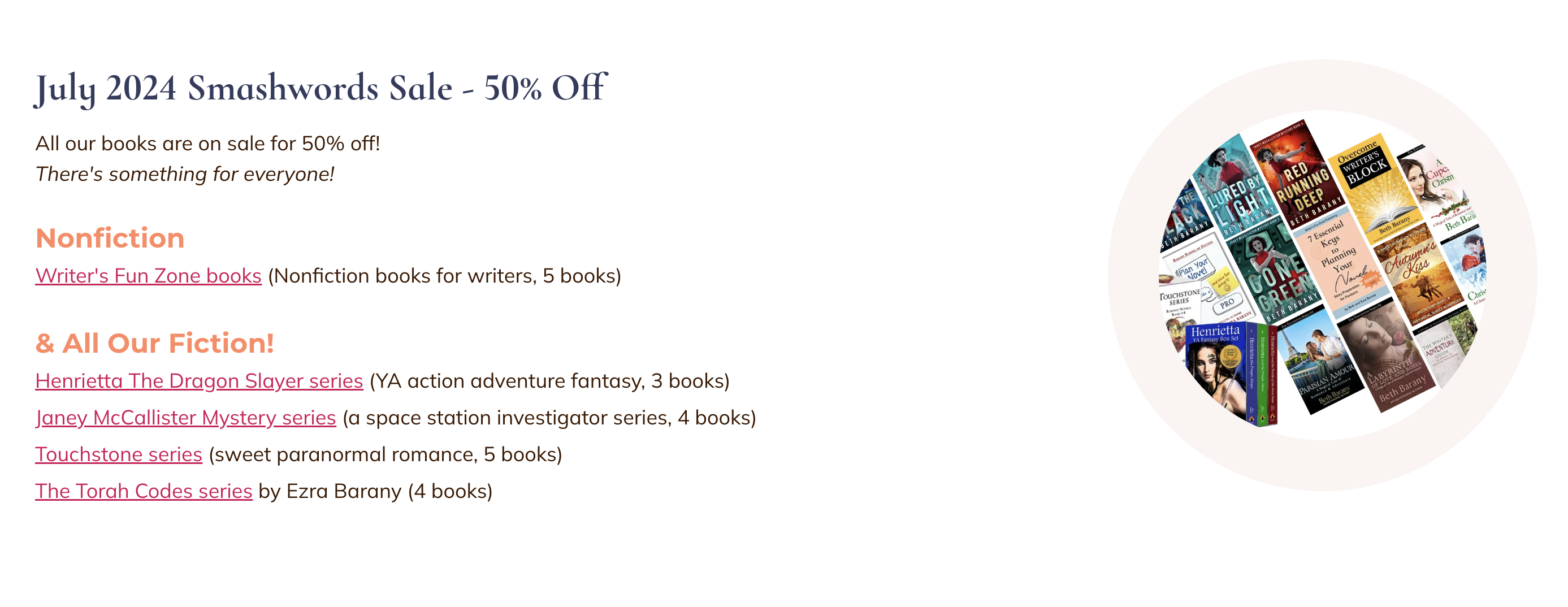 July 2024 Smashwords Sale - All our books 50% off!