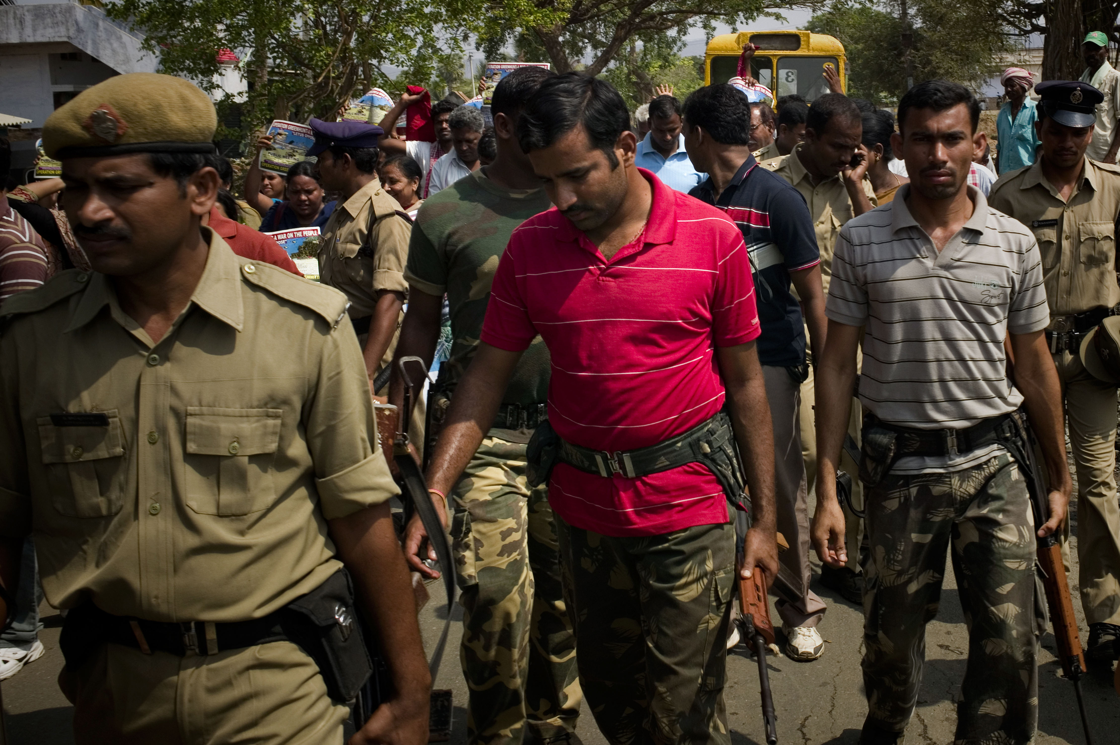 © Stanley Greene / NOOR Caption: India, Andhra Pradesh, 2012, Para military routing the Protest demonstration. IG : @stanleygreene Twitter : @noorimages