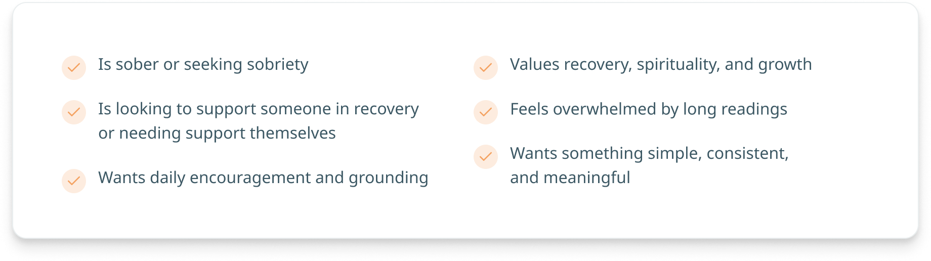 Six descriptions of who Daily Ponderables is for, including those seeking sobriety, wanting daily encouragement, and looking for simple, meaningful recovery support.