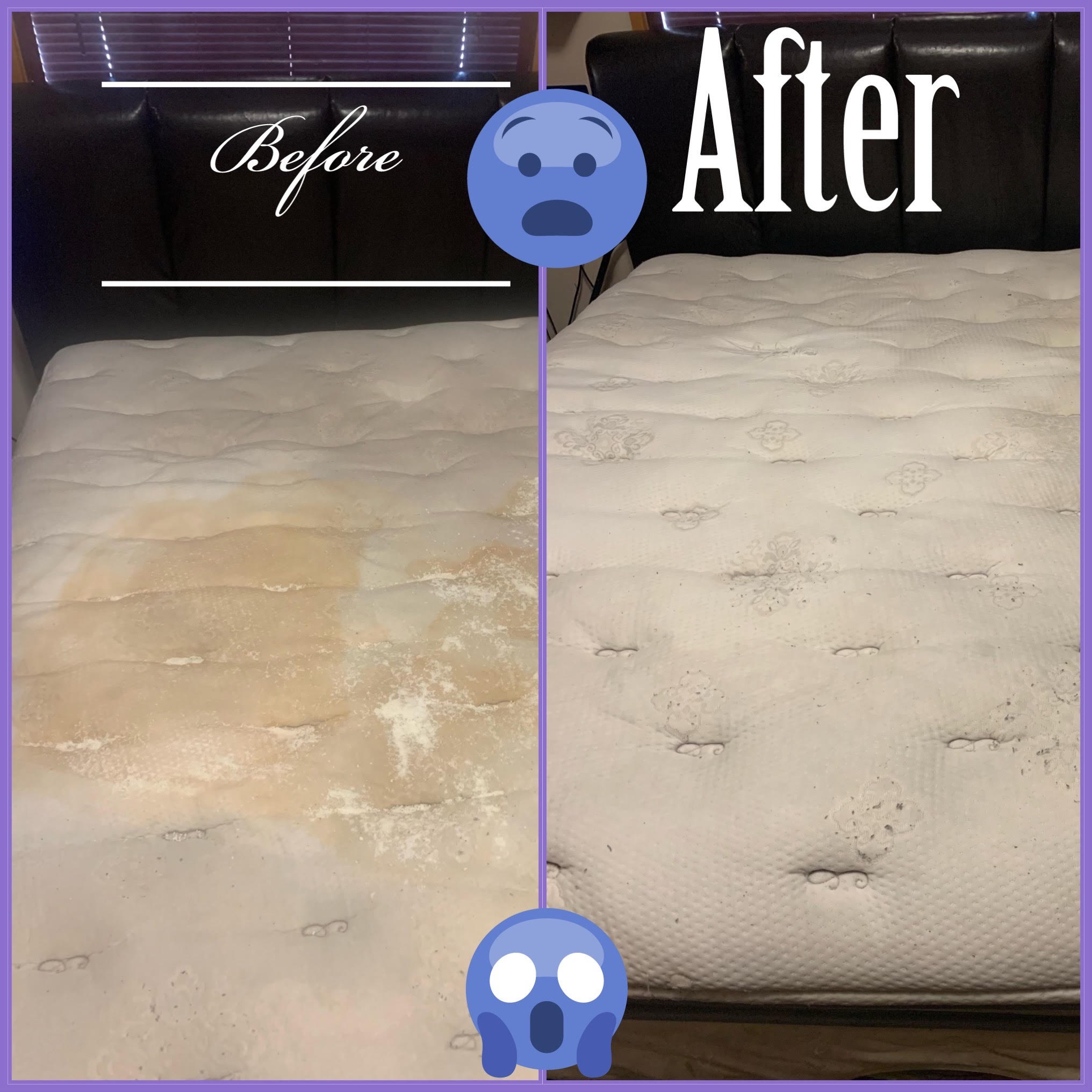 Before and after mattress cleaned pic