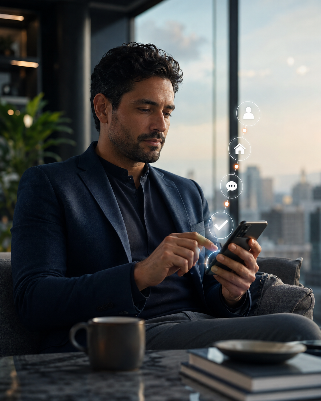 Persona gestionando un proceso inmobiliario desde el celular