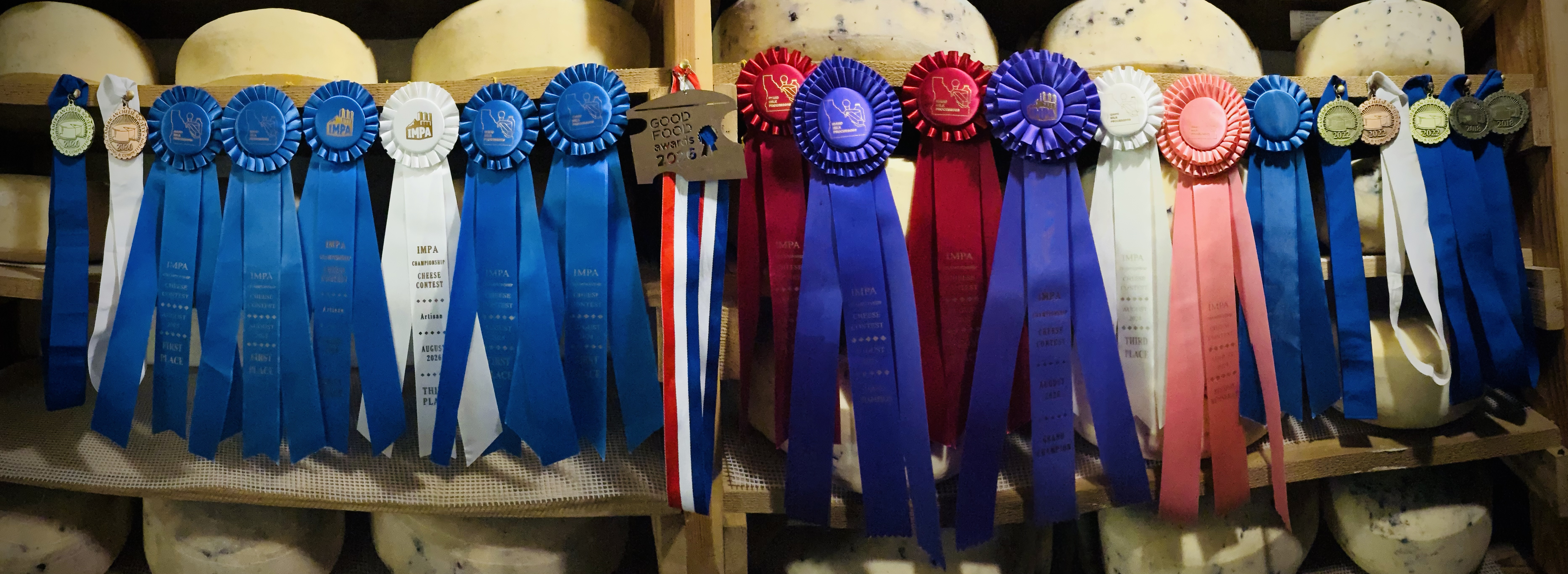 Award ribbons at Brush Creek Creamery