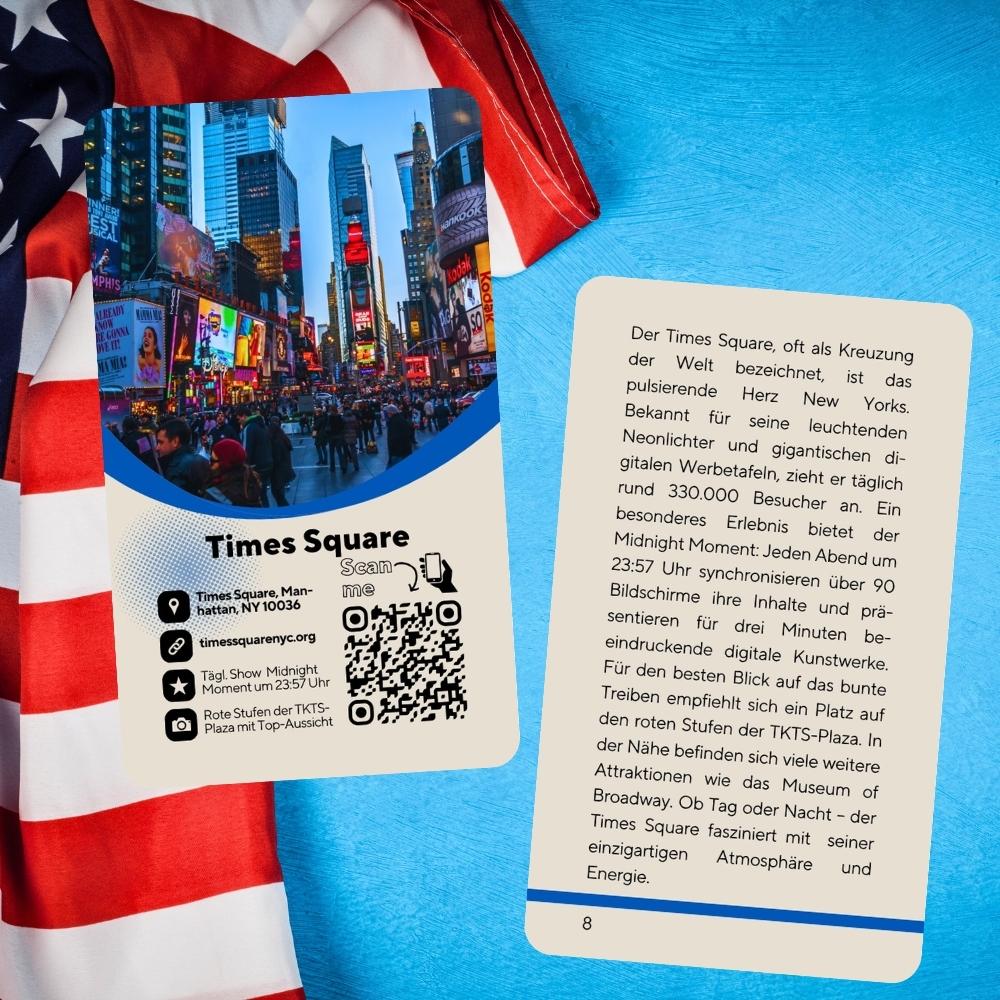 Times Square Karte mit Beschreibung, QR-Code und Fotospot-Tipp