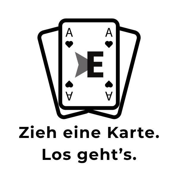 Drei Spielkarten mit Standortsymbol – Startsymbol für spontanes Reisen mit Überraschungseffekt