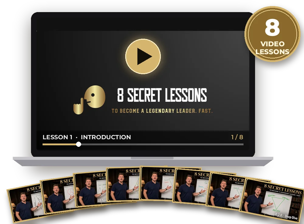 The 8 Secret Lessons video course playing on a laptop, with the 8 lesson videos below