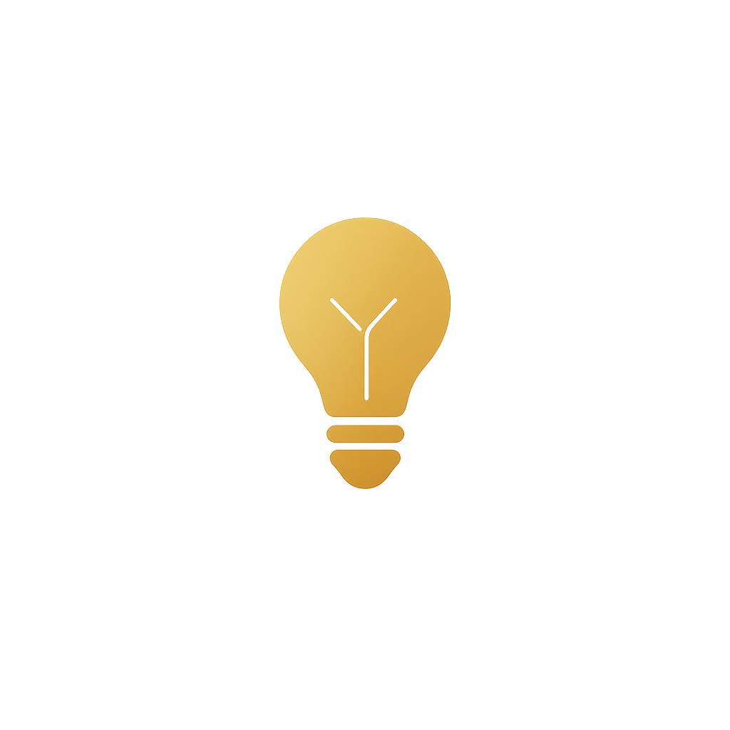 Goldene Glühbirne für Zeichen für mehr Ideen