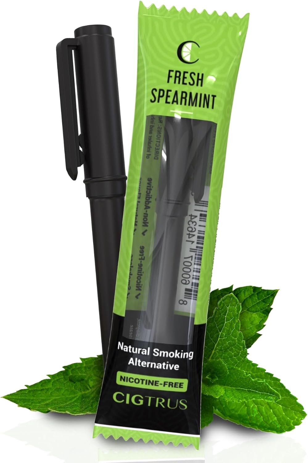 Packet of Fresh Spearmint cigtrus a Natural Smoking Alternative. Nicotine free with a link to buy.