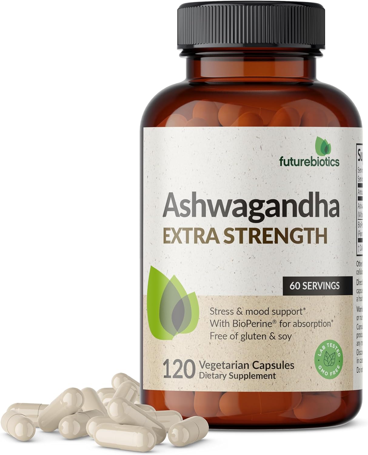 Bottle Ashwagandha capsules with link to buy