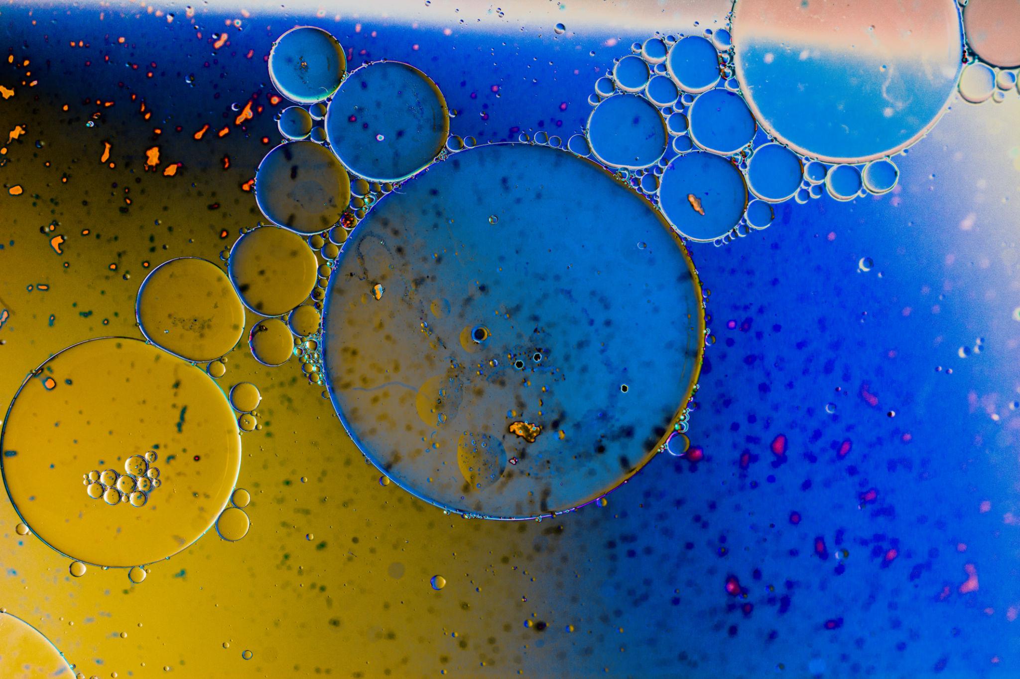 close up of fuel molecules emulsified with water