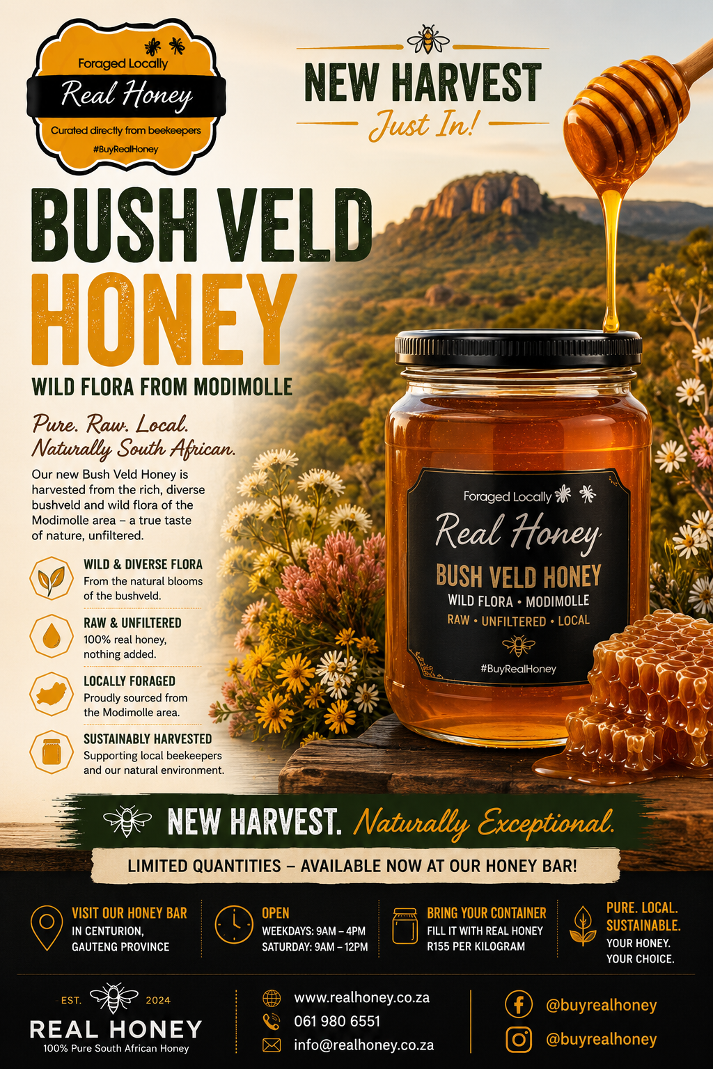 FILL your clean container with Wild Flower Honey @ 26 Jakaranda Street, Shop 6, Hennopspark, Gauteng Province