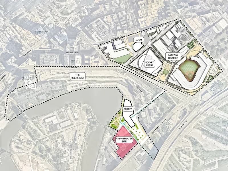 Rock Entertainment Group, Bedrock Detroit and Live Nation partnering on a new amphitheater next to Cleveland Cavaller’ new performance center