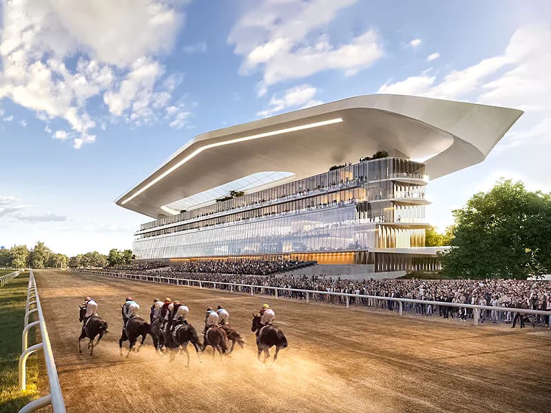 Topping out ceremony for the new Belmont Park in New York