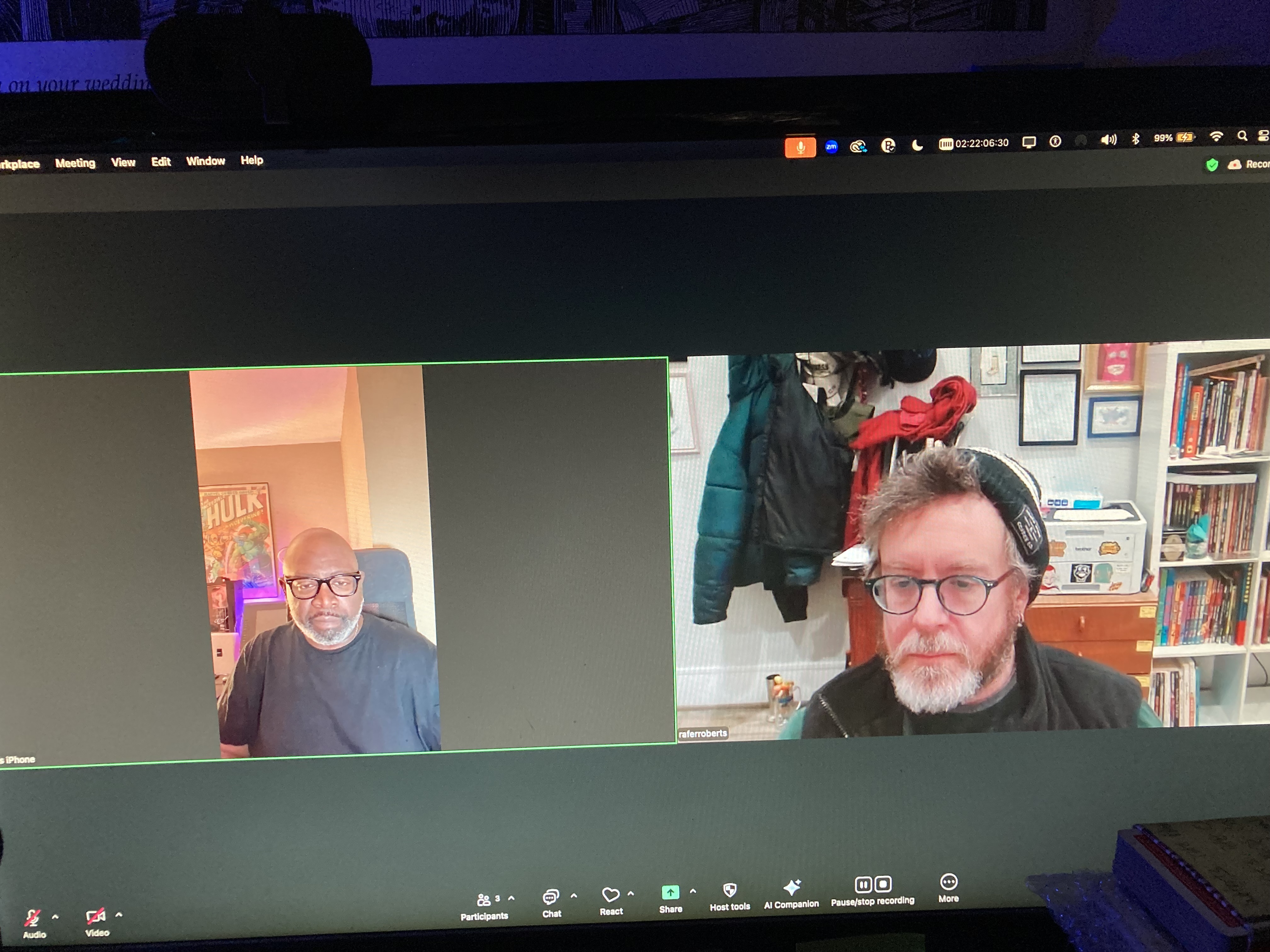 Rafer Roberts and Led Bradshaw working on his story ark