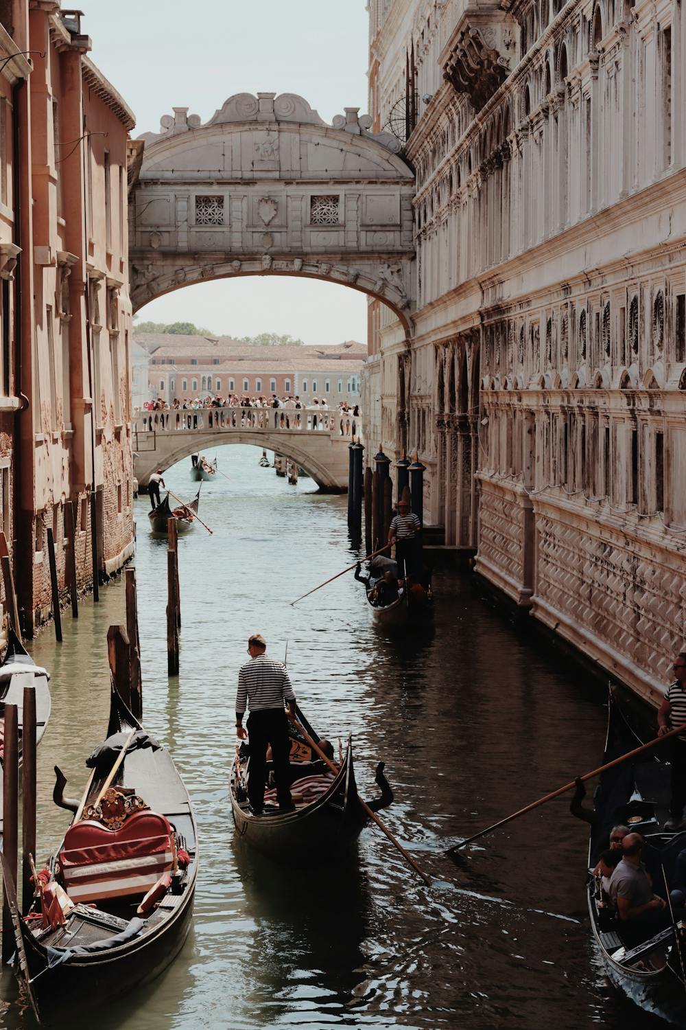 Gondolas on Canal in Venice, Italy