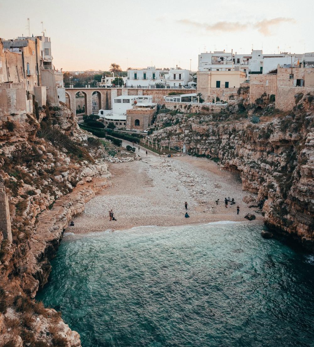 Birds of view of a beach in Puglia, Italy