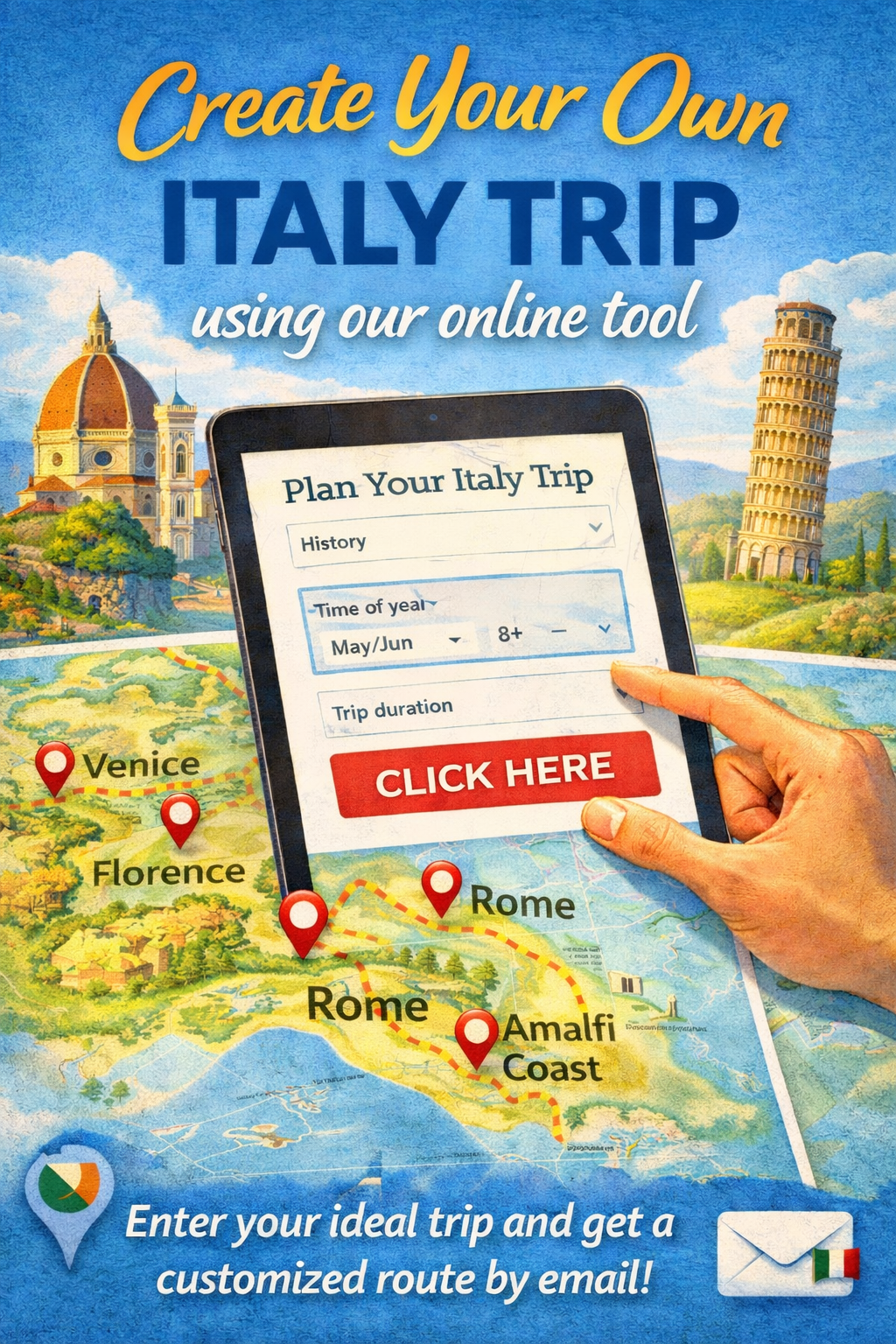 Panorama of an Old Town Rooftops and Hilly Valley in San Gimignano, Italy